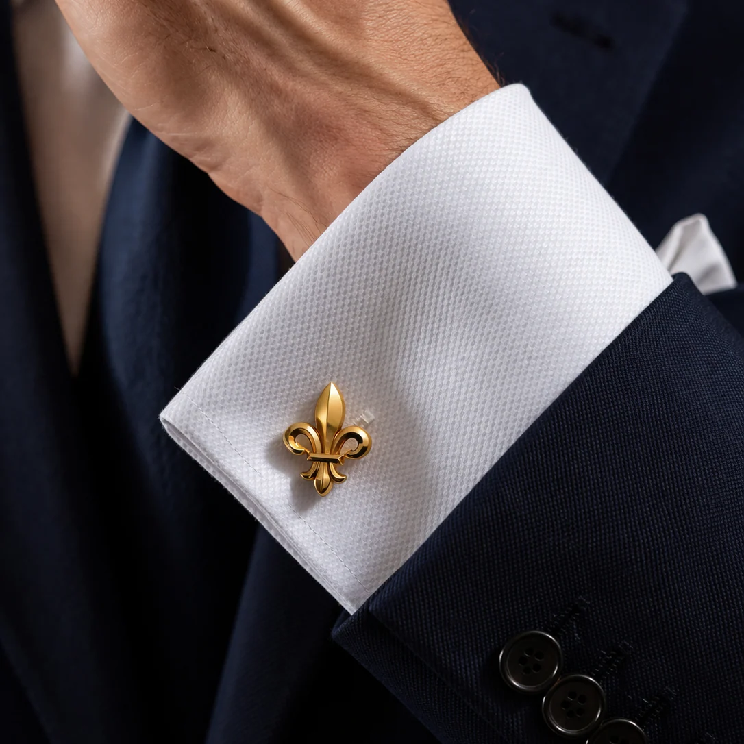 Les boutons de manchette Fleur de Lys dorés - Image 3